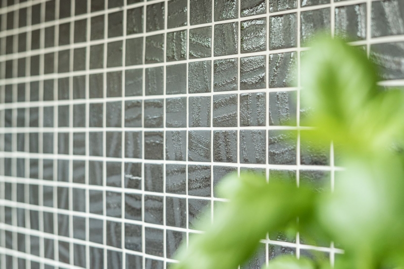 Glass mosaic Sustainable wall covering Tile backsplash Recycling black anthracite MOS360-03
