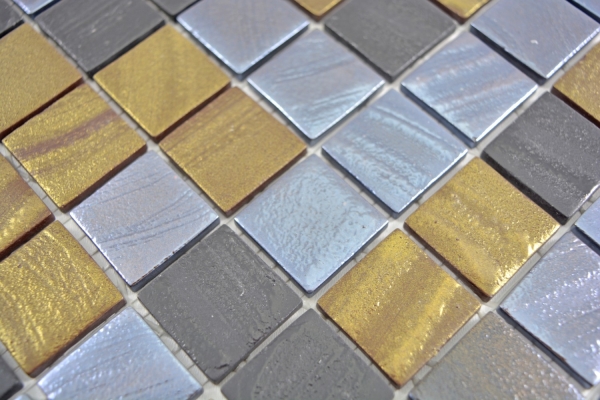 Mosaic tile ECO GLAS black anthracite satin gold bronze oxide MOS360-357_f | 10 mosaic mats