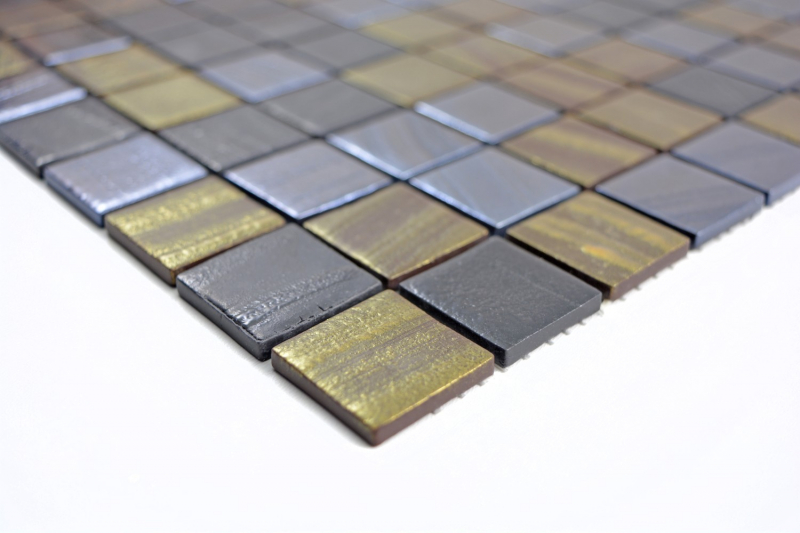 Mosaic tile ECO GLAS black anthracite satin gold bronze oxide MOS360-357_f | 10 mosaic mats