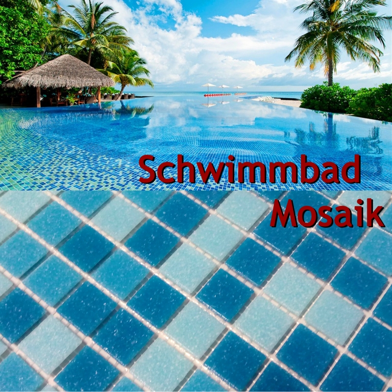 Swimming pool mosaic pool mosaic tile glass light blue blue paper-bonded MOS52-0402_Papier_f | 10 mosaic mats