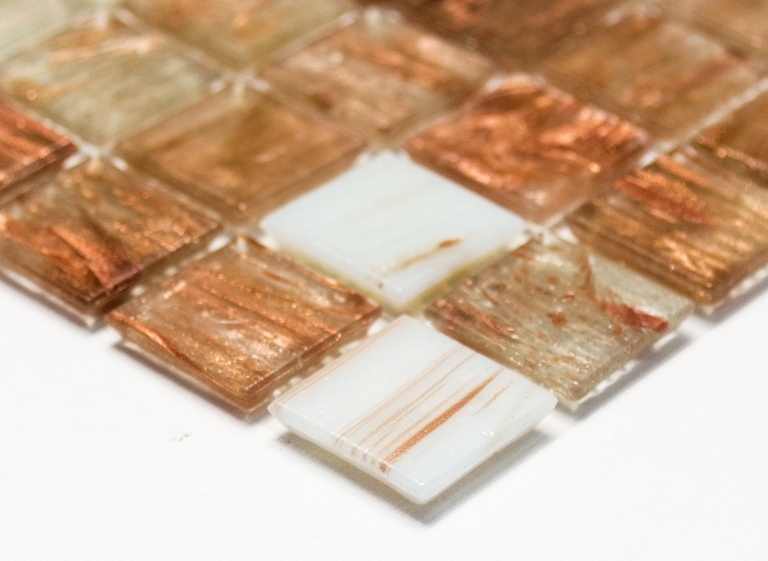 Glass mosaic Mosaic tiles white brown bronze Shower splashback Tile backsplash MOS54-1302