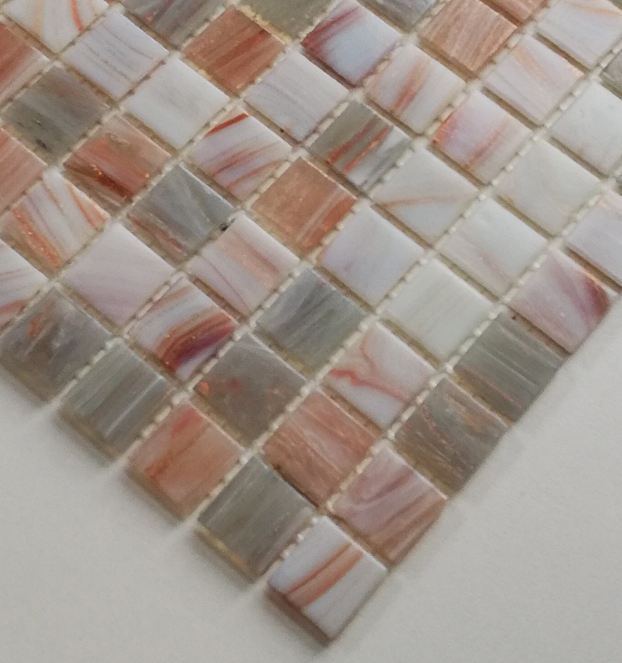 Glass mosaic mosaic tiles beige gray copper wall tiles bathroom tile shower splashback tile mirror MOS54-0104