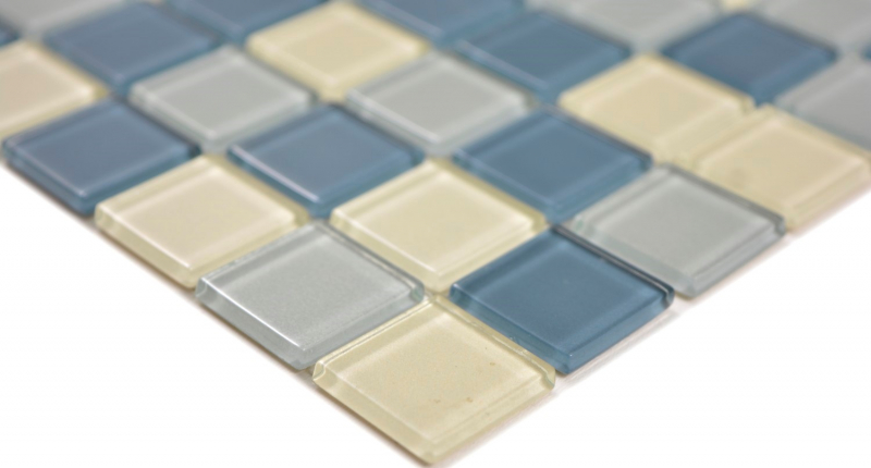 Hand-painted mosaic tile Translucent glass mosaic Crystal white metallic silver metallic gray MOS63-0122_m