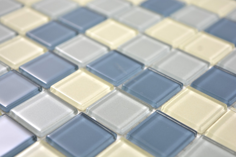 Hand-painted mosaic tile Translucent glass mosaic Crystal white metallic silver metallic gray MOS63-0122_m
