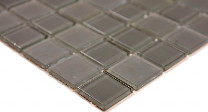 Hand-painted mosaic tile Translucent glass mosaic Crystal anthracite gray gray matt MOS63-2602_m