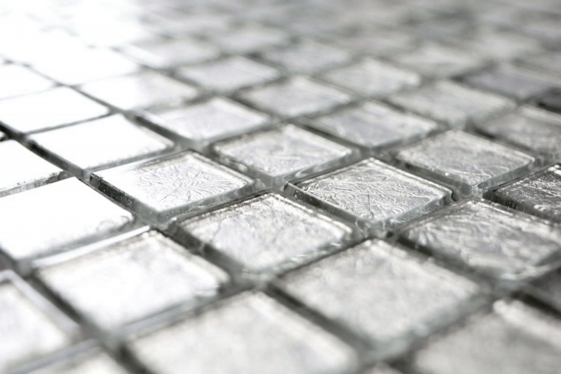 Hand-patterned mosaic tile Translucent glass mosaic Crystal silver structure BATH WC Kitchen WALL MOS68-4SB11_m