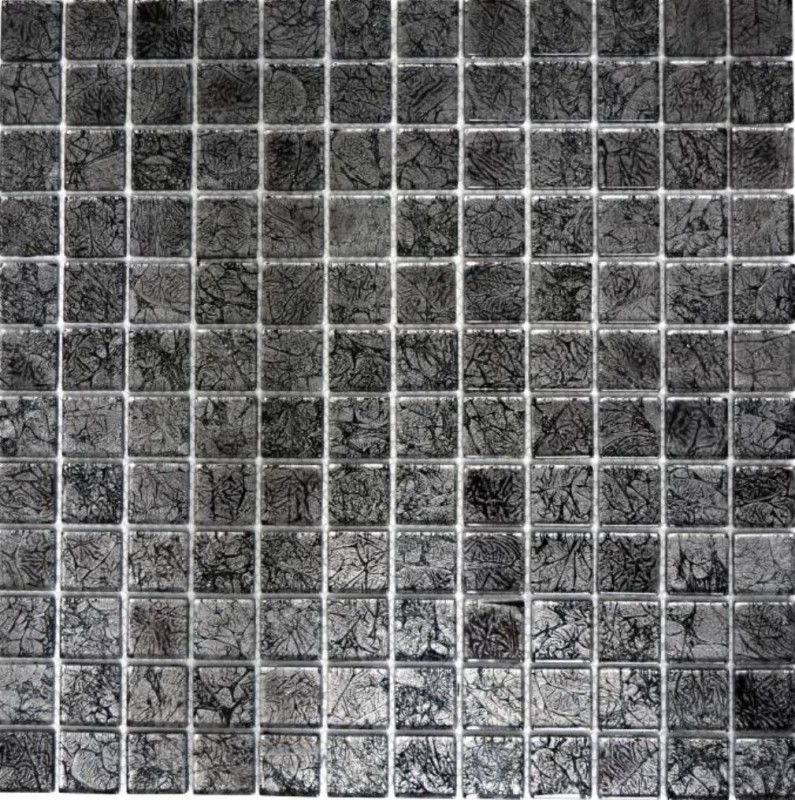 Hand-painted mosaic tile Translucent glass mosaic Crystal black structure MOS63-CM-4BL12_m