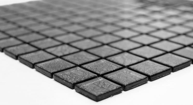 Hand-painted mosaic tile Translucent glass mosaic Crystal black structure MOS63-CM-4BL12_m