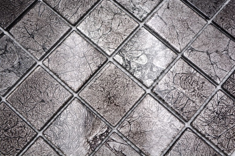 Glass mosaic mosaic tile Tile backsplash silver anthracite black structure metal look MOS126-CM4BL22