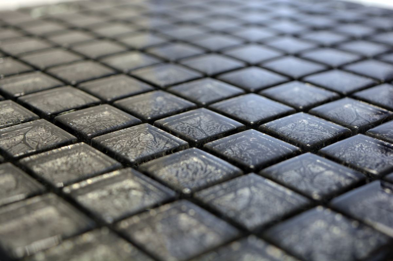 Hand-painted mosaic tile Translucent glass mosaic Crystal black structure MOS126-8BL17_m