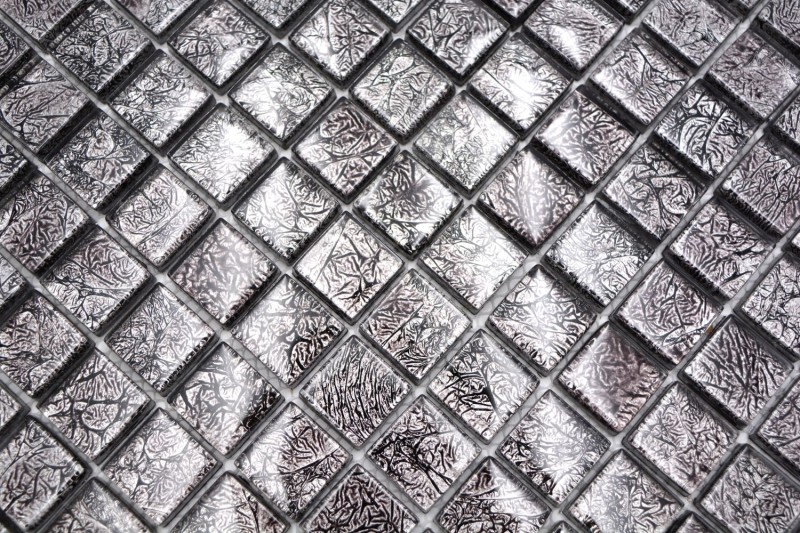 Glass mosaic mosaic tile silver anthracite black structure metal look MOS126-8BL17