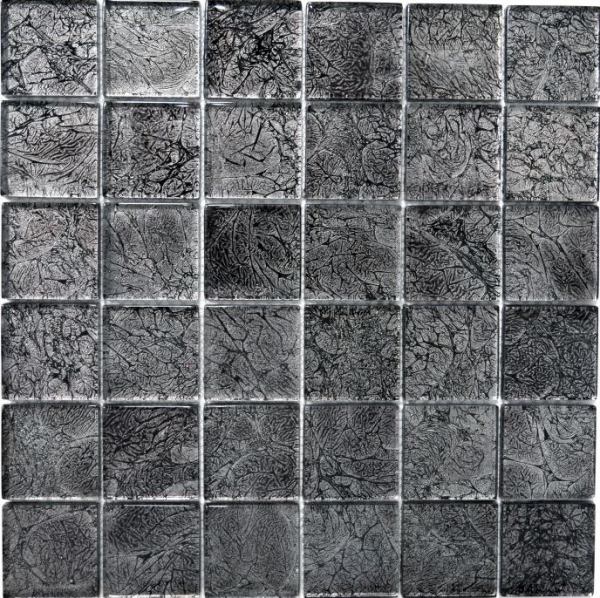 Hand-painted mosaic tile Translucent glass mosaic Crystal black structure MOS126-8BL27_m