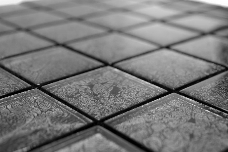 Hand-painted mosaic tile Translucent glass mosaic Crystal black structure MOS126-8BL27_m