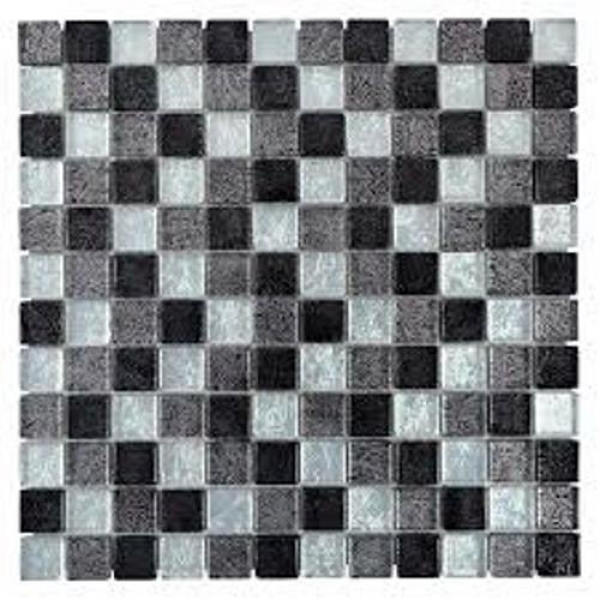 Hand-painted mosaic tile Translucent black Glass mosaic Crystal silver black structure MOS126-1703_m