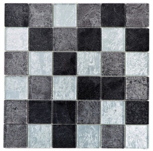 Mosaic rear wall black glass mosaic silver black structure MOS126-1704_f