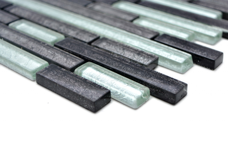 Hand-painted mosaic tile Translucent black composite glass mosaic Crystal silver black structure MOS86-1703_m