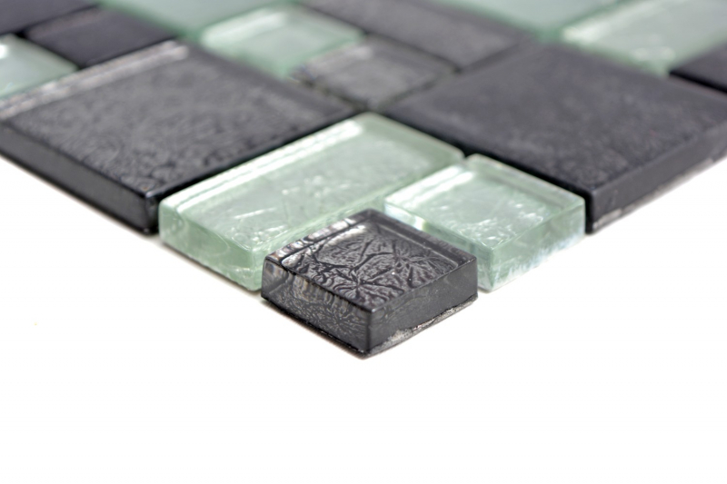 Hand-painted mosaic tile Translucent black combination glass mosaic Crystal silver black structure MOS88-1703_m