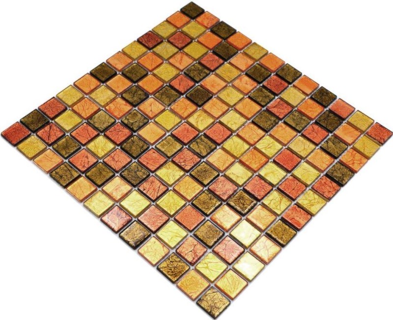 Glass mosaic gold orange mosaic tile texture tile backsplash kitchen shower wall MOS120-7414