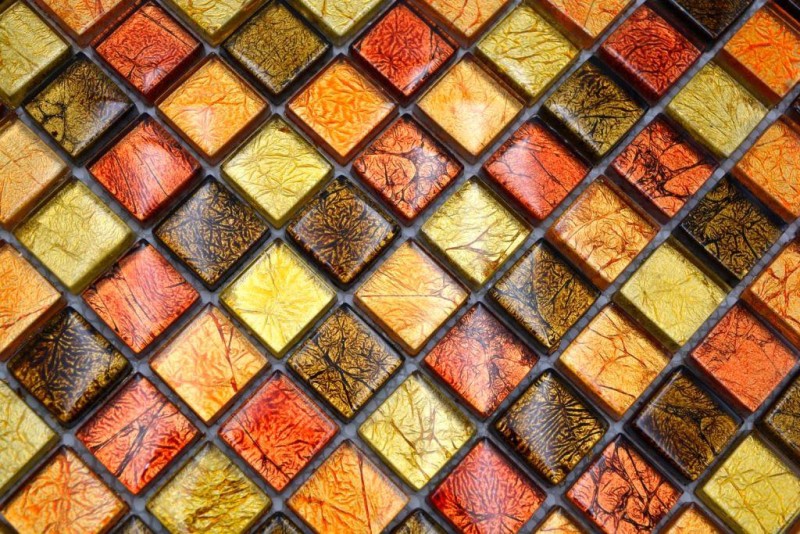 Glass mosaic gold orange mosaic tile texture tile backsplash kitchen shower wall MOS120-07814