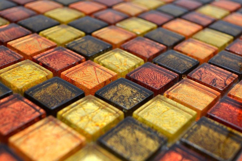 Glass mosaic gold orange mosaic tile texture tile backsplash kitchen shower wall MOS120-07814
