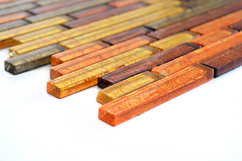 Hand-painted mosaic tile Translucent composite glass mosaic Crystal gold orange structure MOS86-07814_m
