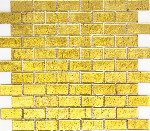 Hand-painted mosaic tile Translucent Brick Glass mosaic Crystal gold structure MOS120-0744_m