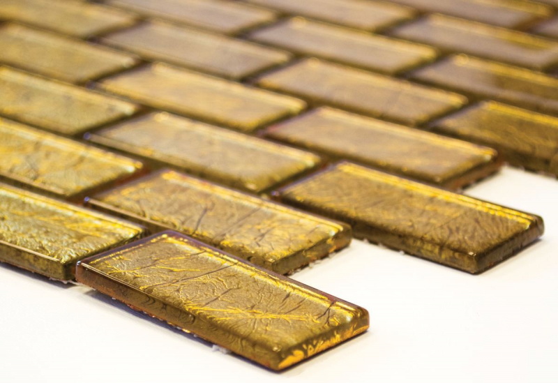 Hand-painted mosaic tile Translucent Brick Glass mosaic Crystal gold structure MOS120-0744_m