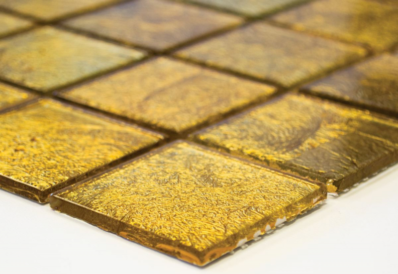 Hand-painted mosaic tile Translucent glass mosaic Crystal gold structure MOS120-0746_m