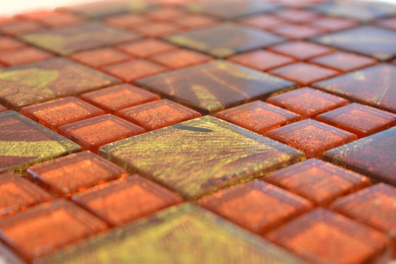 Glass mosaic orange mosaic tile Sunrise tile backsplash kitchen shower wall MOS88-8SRO