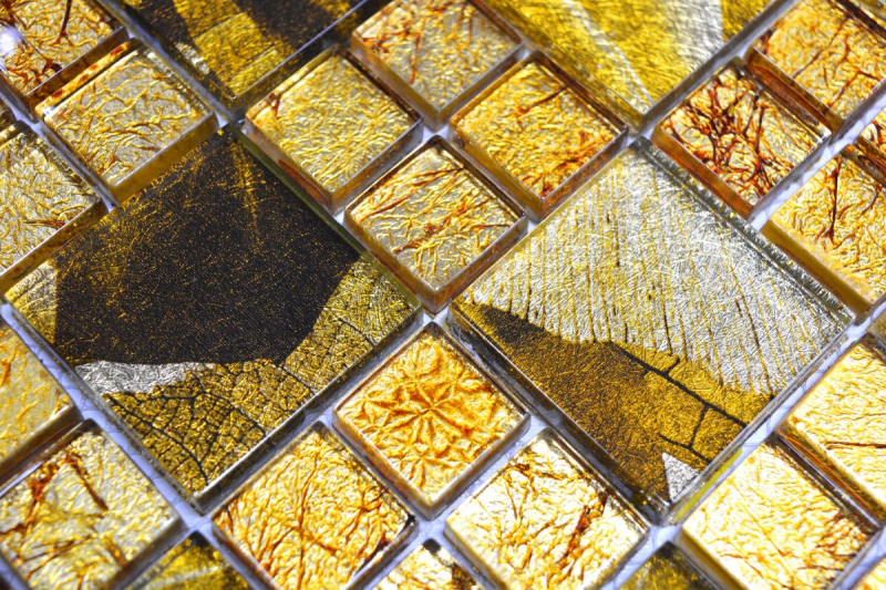 Hand-painted mosaic tile Translucent combination glass mosaic Crystal Desert gold MOS88-8DSG_m