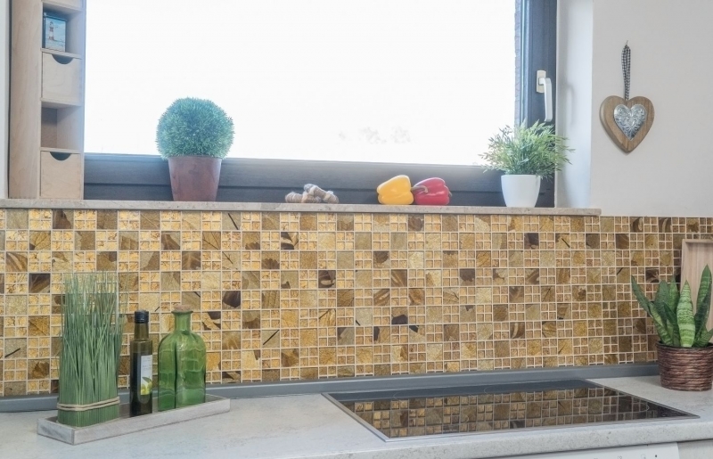 Glass mosaic gold mosaic tile Desert tile backsplash kitchen shower wall MOS88-8DSG