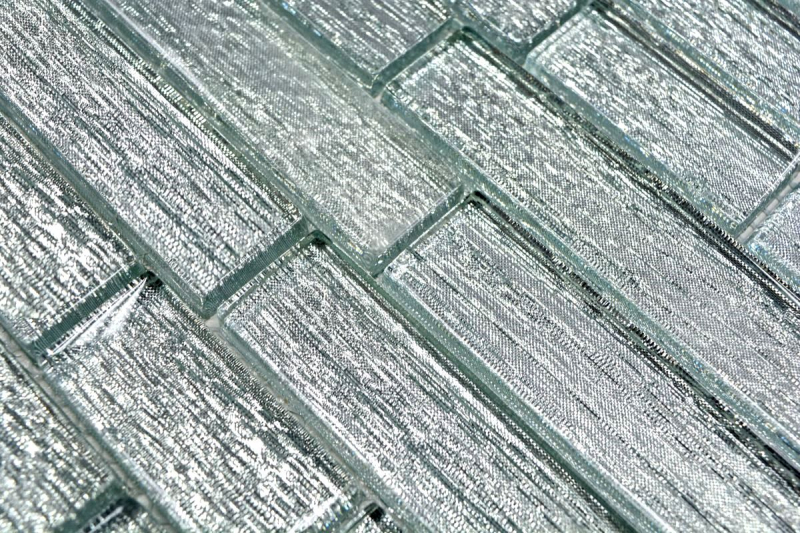 Hand-painted mosaic tile Translucent composite glass mosaic Crystal Chic silver MOS86-8CSV_m