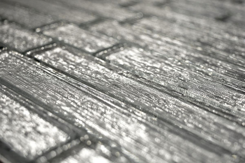 Hand-painted mosaic tile Translucent composite glass mosaic Crystal Chic silver MOS86-8CSV_m