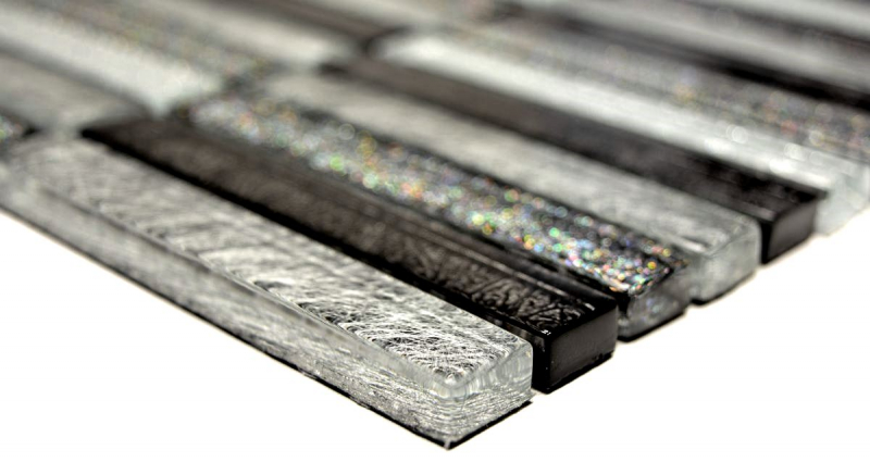 Hand-painted mosaic tile Translucent rods Glass mosaic Crystal Day silver MOS87-STDS_m