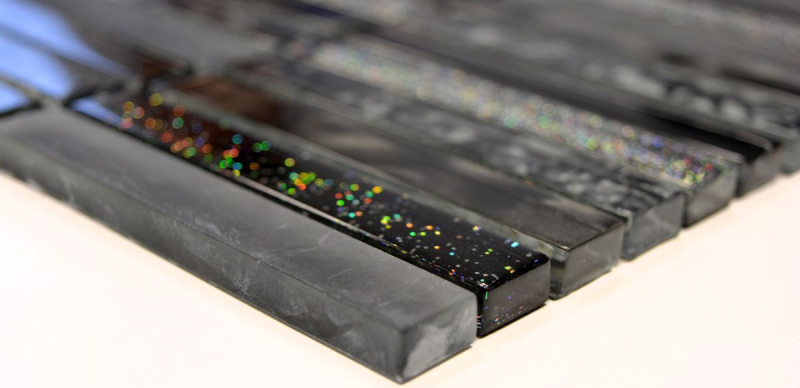 Hand-painted mosaic tile Translucent black rods Glass mosaic Crystal Night black MOS87-STNB_m