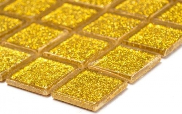 Hand-painted mosaic tile Translucent glass mosaic Crystal gold hammered MOS60-0707_m