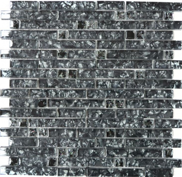 Glass mosaic rods mosaic tiles gray anthracite black MOS87-MV718