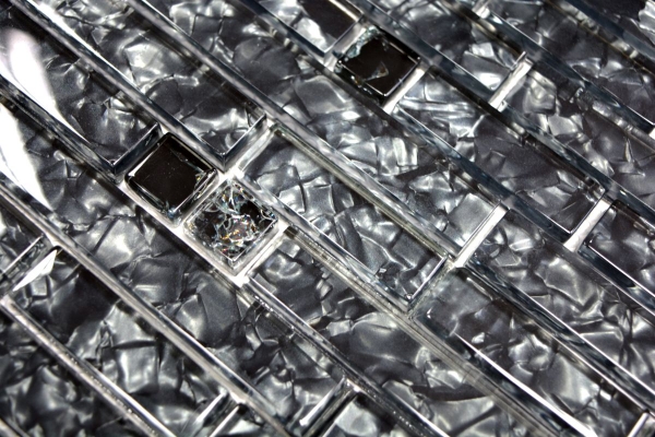Glass mosaic rods mosaic tiles gray anthracite black MOS87-MV718