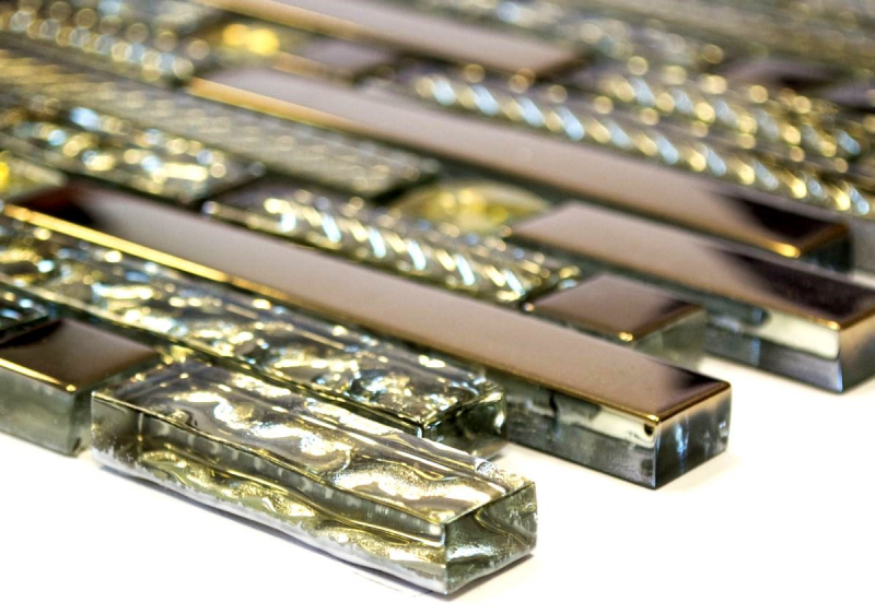 Hand-painted mosaic tile Translucent composite glass mosaic Crystal EP gold glass MOS86-0107_m