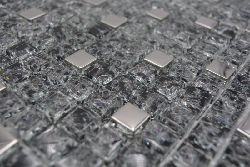 Glass mosaic mosaic tile black silver stainless steel quarry glass tile splashback kitchen splashback - MOS92-1099