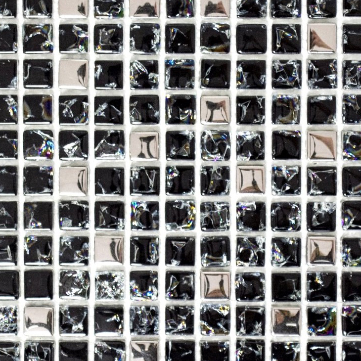 Mosaic tile Translucent black silver Glass mosaic Crystal EP black silver MOS92-1099_f | 10 mosaic mats