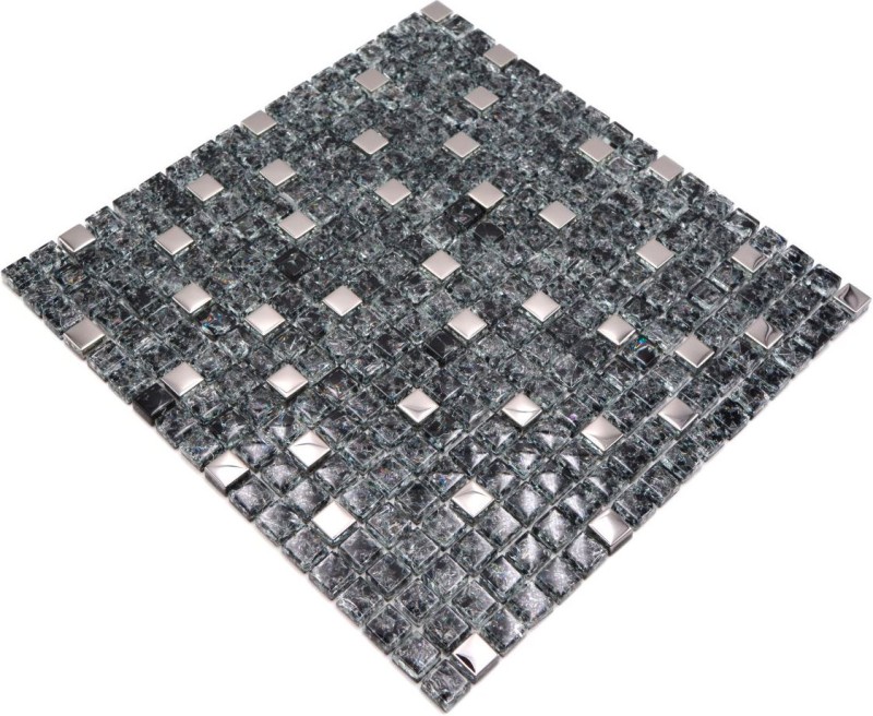 Glass mosaic mosaic tile black silver stainless steel quarry glass tile splashback kitchen splashback - MOS92-1099
