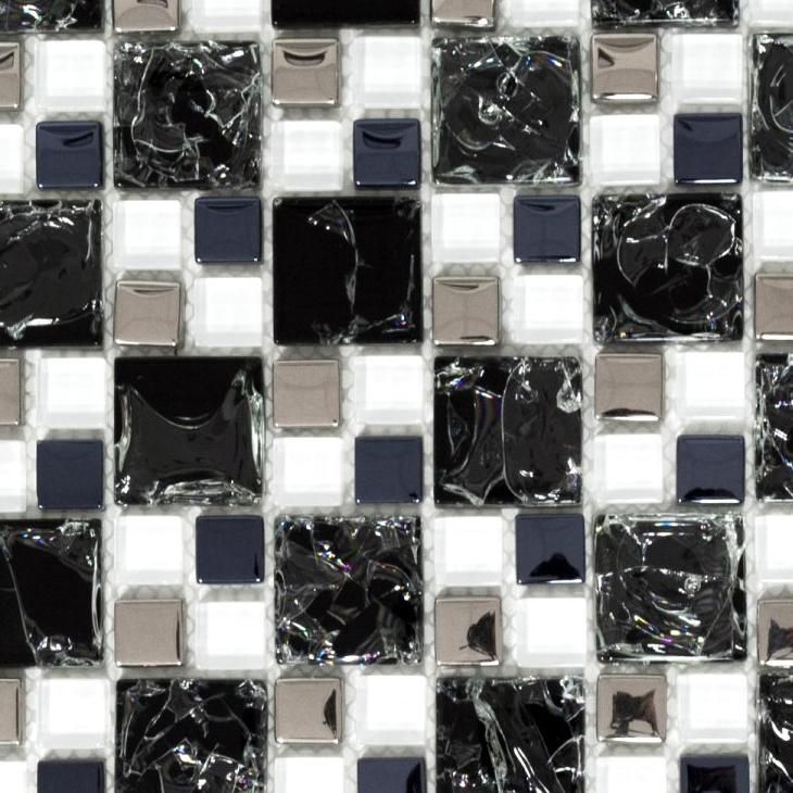 Hand-painted mosaic tile Translucent black silver Combination glass mosaic Crystal EP black clear silver MOS88-k1499_m