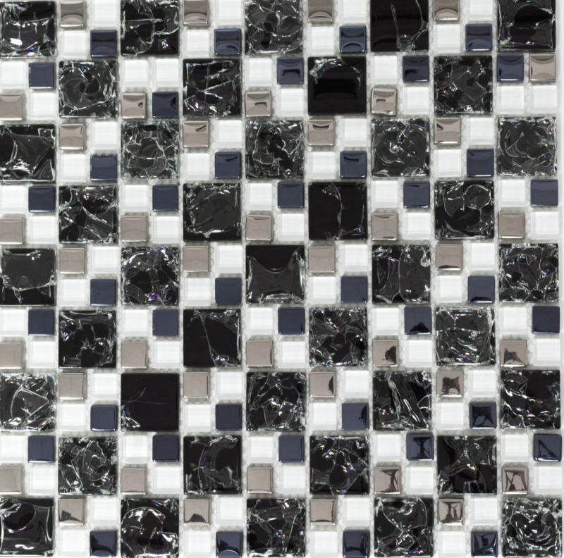 Glass mosaic mosaic tiles tile mirror white black silver fracture optics electroplated MOS88-k1499