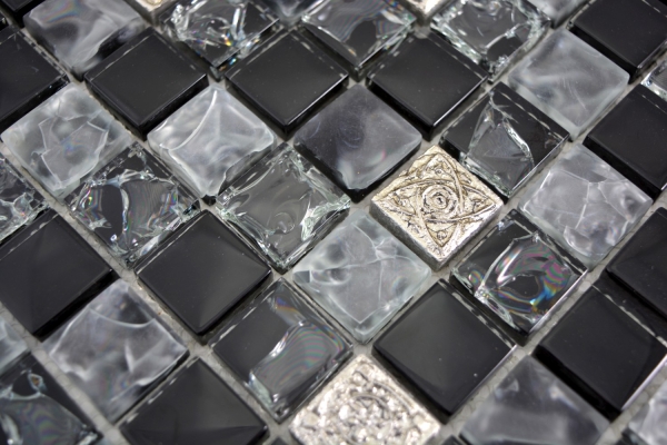 Mosaic tile Translucent gray black Glass mosaic Crystal Resin gray black silver frosted MOS92-0333_f | 10 mosaic mats
