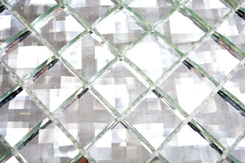 Mosaic tile Translucent crystal Glass mosaic Crystal Glitter silver MOS130-0204_f | 10 mosaic mats