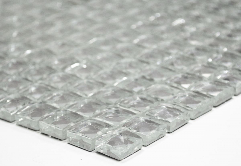 Mosaic tile Translucent crystal Glass mosaic Crystal Glitter silver MOS130-0204_f | 10 mosaic mats