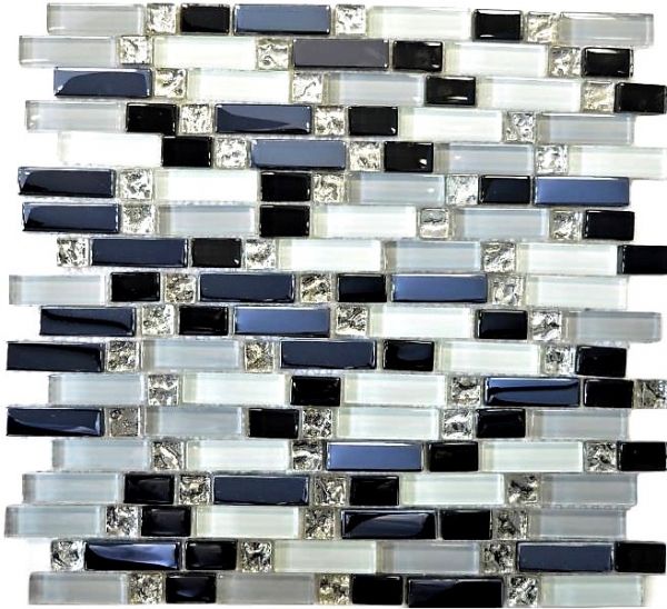Mosaic tile Translucent white gray black composite glass mosaic Crystal EP white gray black MOS87-IL007_f | 10 mosaic mats