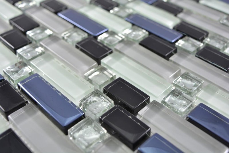Glass mosaic rods Mosaic tiles white gray black graphite Electroplated MOS87-IL007