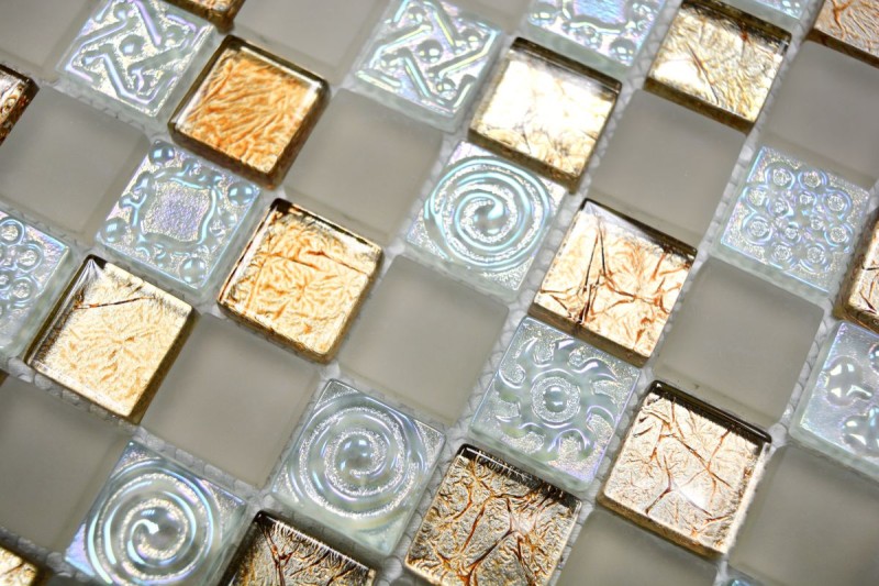 Lustre luxury deluxe glass mosaic mosaic tiles Crystal champagne gold MOS88-8LU80
